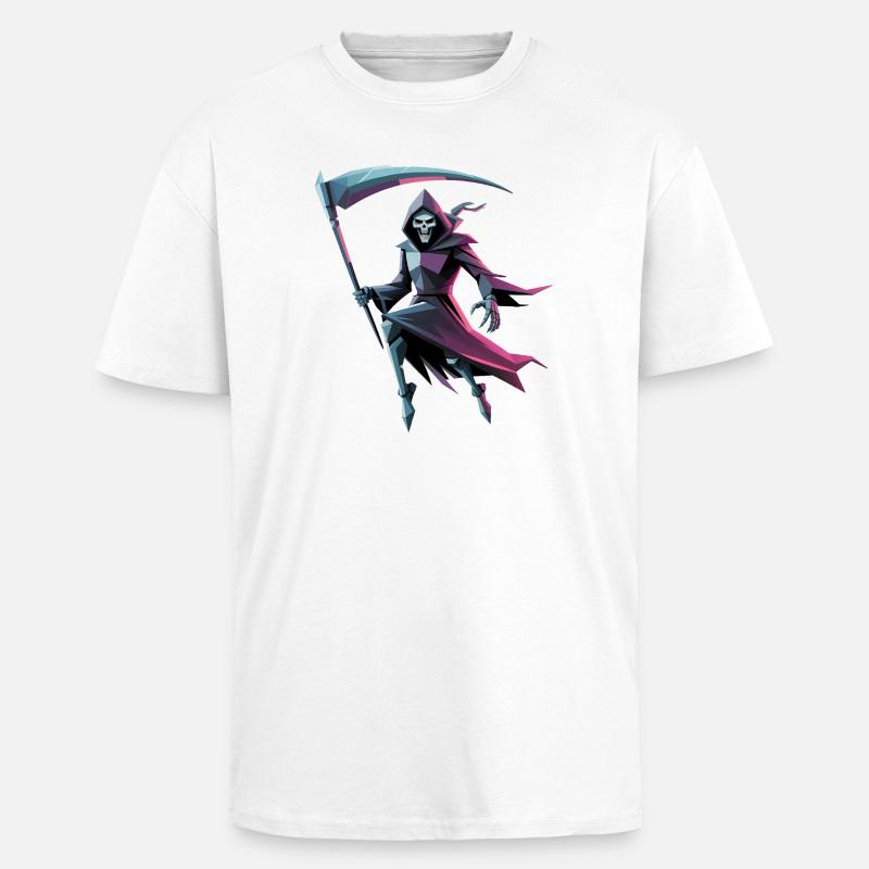 Death Reaper - Cool Low Poly Logo - Unisex Oversized Heavyweight T-shirt - white