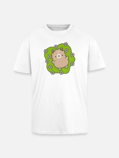 Glücklicher Bär im Blumengarten - Oversized Heavyweight Unisex T-Shirt - Weiß
