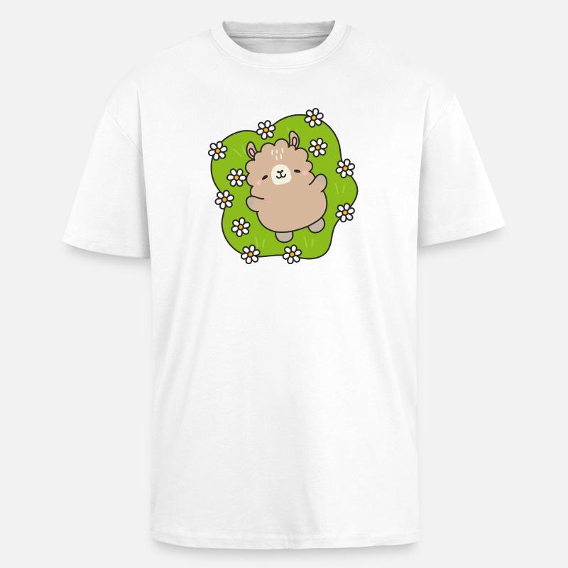 Glücklicher Bär im Blumengarten - Oversized Heavyweight Unisex T-Shirt - Weiß