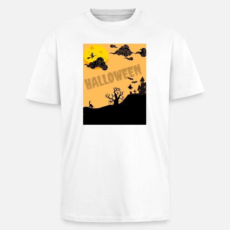 Halloween Silhouette von Moon - Oversized Heavyweight Unisex T-Shirt - Weiß