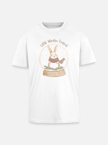 Snow Globe Bunny – Little Winter Friend - Unisex Oversized Heavyweight T-shirt - white