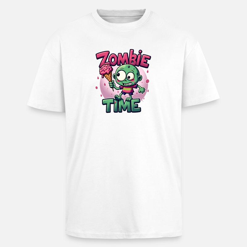 Zombie Time Eiscreme Comic - Oversized Heavyweight Unisex T-Shirt - Weiß