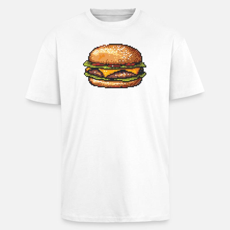 8Bit Hamburger Pixel Art - Unisex Oversized Heavyweight T-shirt - white