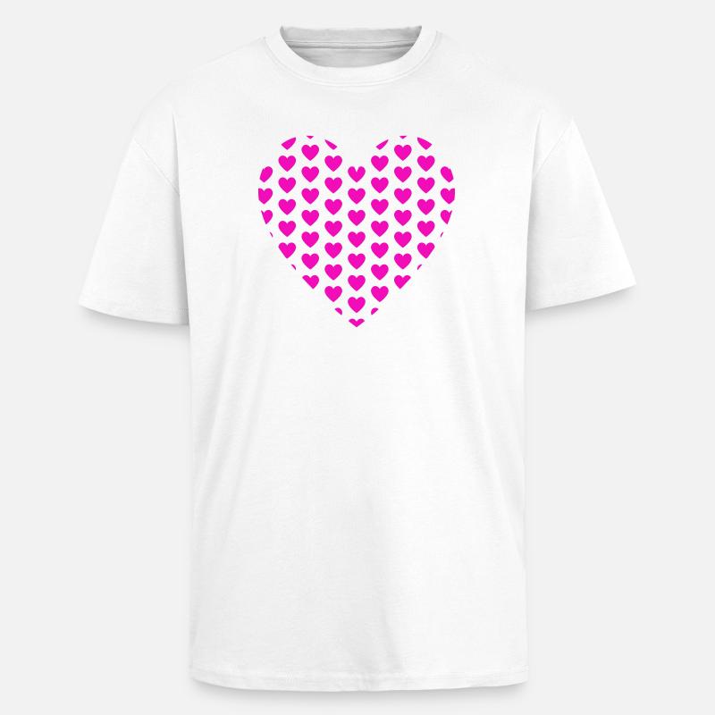 Herzherzen Patchmuster  - Oversized Heavyweight Unisex T-Shirt - Weiß