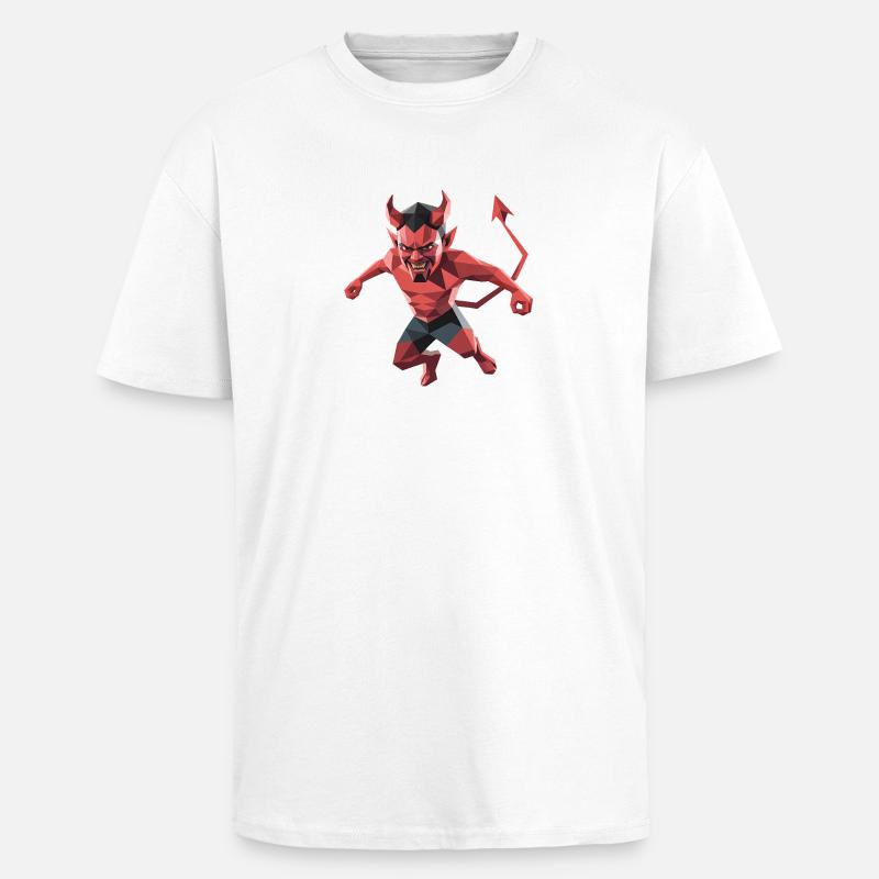 Devil - Cool Low Poly Logo - Unisex Oversized Heavyweight T-shirt - white