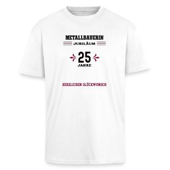 Metal worker 25th anniversary 25th company anniversary - Unisex Oversized Heavyweight T-shirt - white - Front - Alina (178cm) & Michal (187cm)