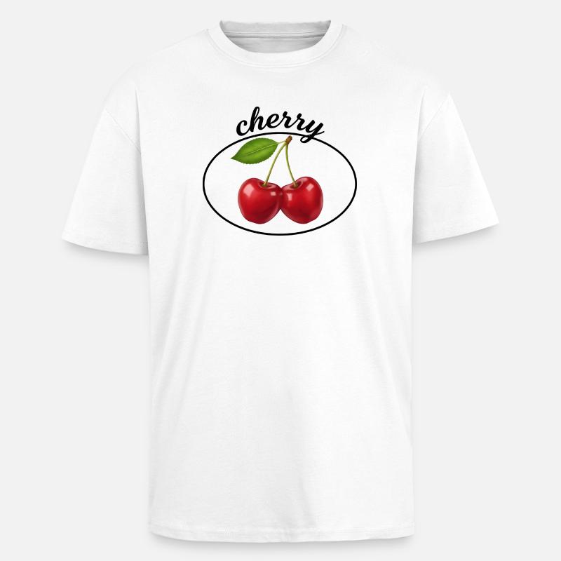 Cherry Duo Emblem - Oversized Heavyweight Unisex T-Shirt - Weiß