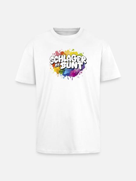 Schlager ist bunt  Regenbogen LSBTIQ - Oversized Heavyweight Unisex T-Shirt - Weiß