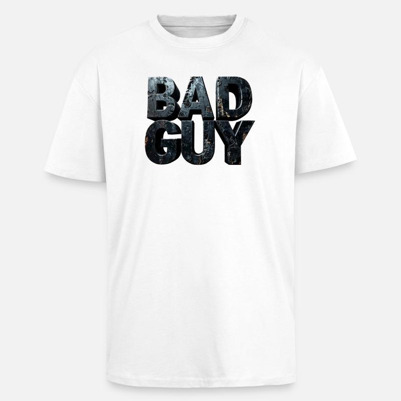 Bad Guy – Dunkle monumentale Buchstaben Skulptur - Oversized Heavyweight Unisex T-Shirt - Weiß
