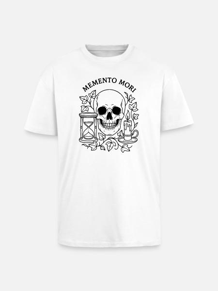 Memento Mori Skull Hourglass Transience - Unisex Oversized Heavyweight T-shirt - white
