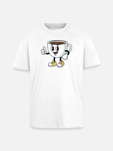 Cartoon Coffee Cup Funny Coffee Comic - Unisex Oversized Heavyweight T-shirt - white