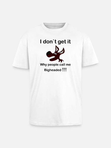 Maroon Cartoon Dog with Fangs - Unisex Oversized Heavyweight T-shirt - white