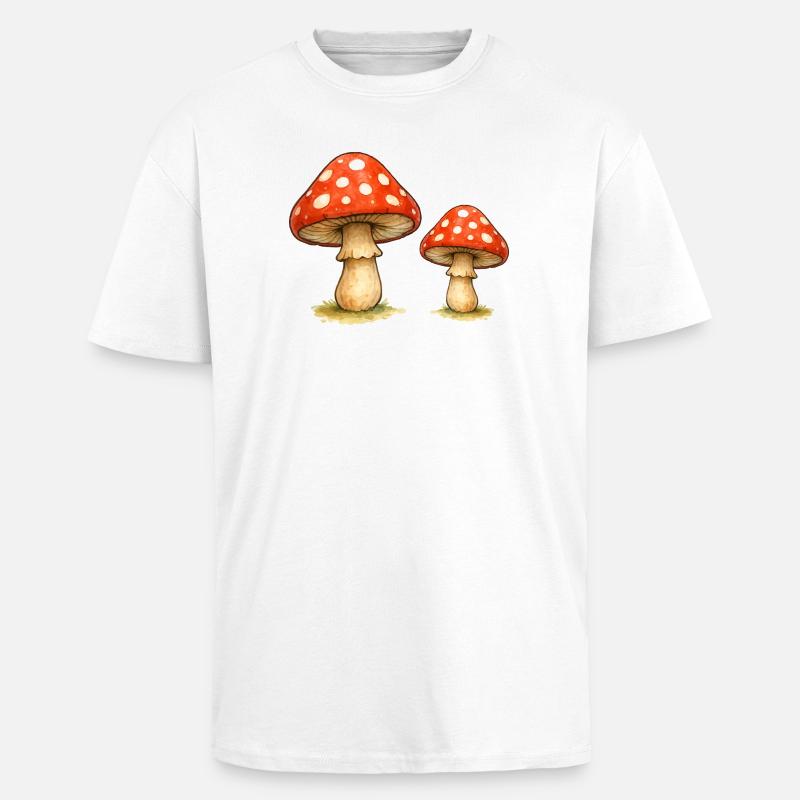 Red Toadstool Duo - Unisex Oversized Heavyweight T-shirt - white