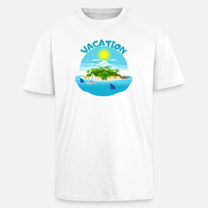 Conception de plage idyllique d’île tropicale - T-shirt unisexe oversize épais - blanc