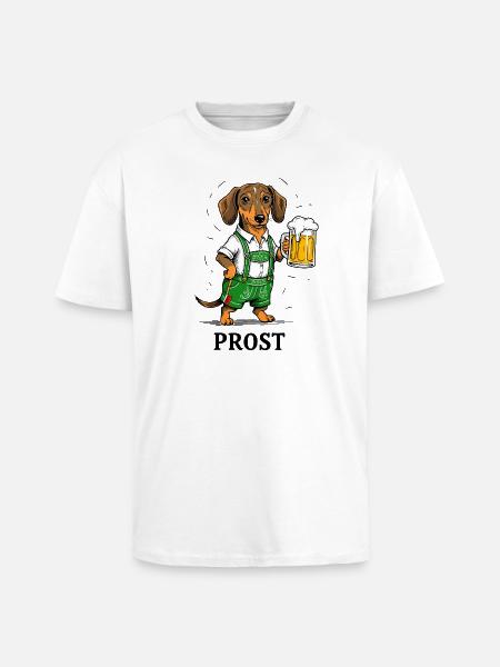 Cheers Bière Teckel Lederhose Bavière Tente à bière traditionnelle - T-shirt unisexe oversize épais - blanc