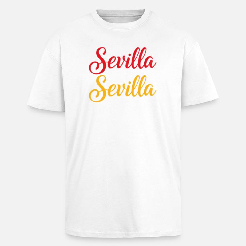 Sevilla Script Duo Red Yellow Retro - Unisex Oversized Heavyweight T-shirt - white