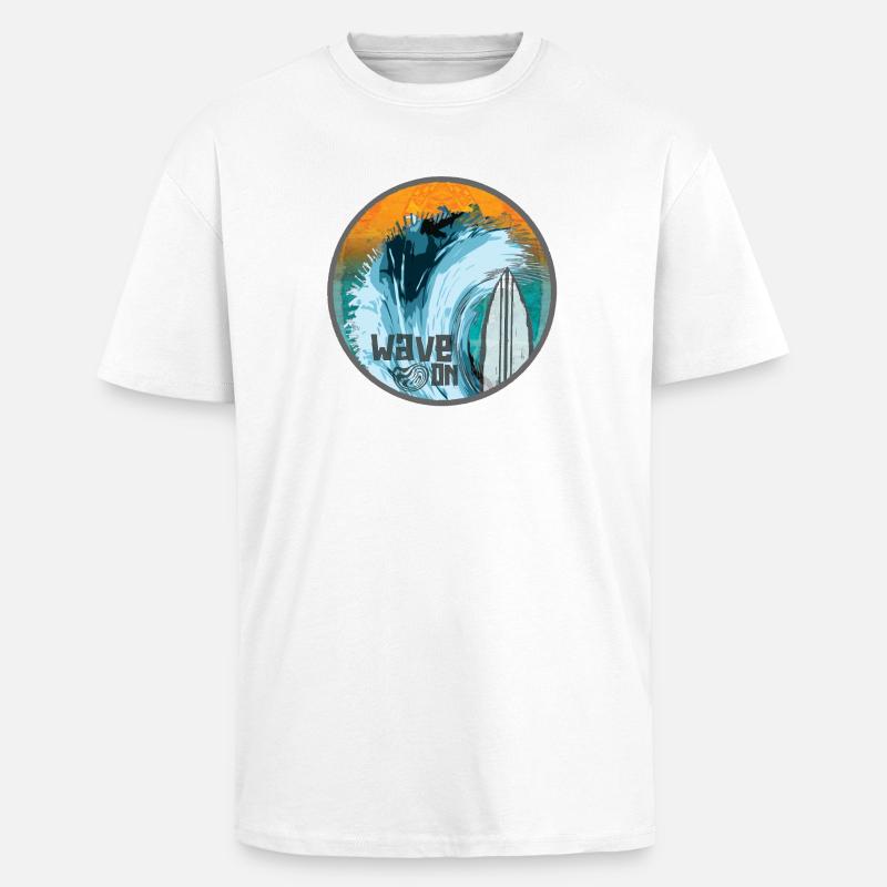 Wave in Surf Magic Patch - Unisex Oversized Heavyweight T-shirt - white
