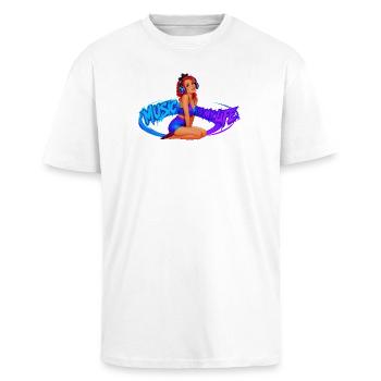 Music_is_My_Life - T-shirt unisexe oversize épais - blanc - Devant - Alina (178cm) & Michal (187cm)