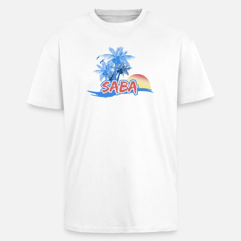 Saba as a beach - Unisex Oversized Heavyweight T-shirt - white
