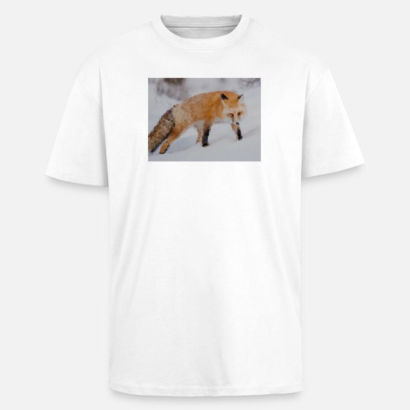 Fuchs im Schnee Aquarell - Oversized Heavyweight Unisex T-Shirt - Weiß