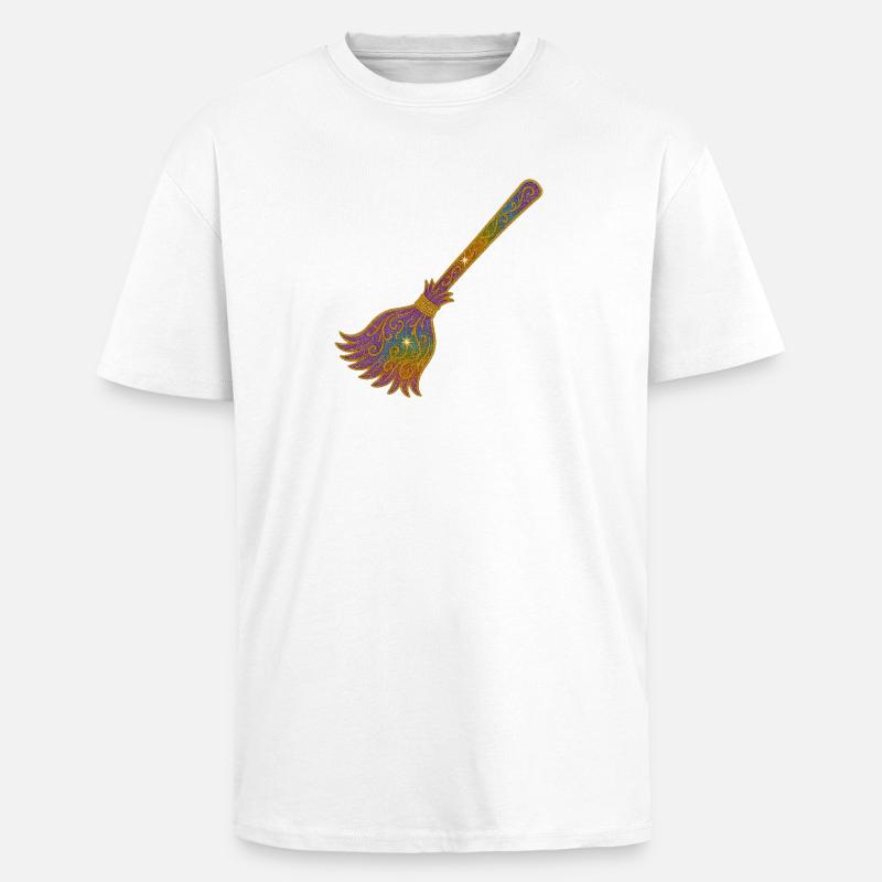 Rainbow Glitter Broom Magic - Unisex Oversized Heavyweight T-shirt - white
