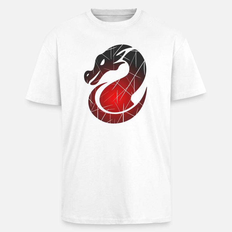 Red Dragon with Split Texture - Unisex Oversized Heavyweight T-shirt - white