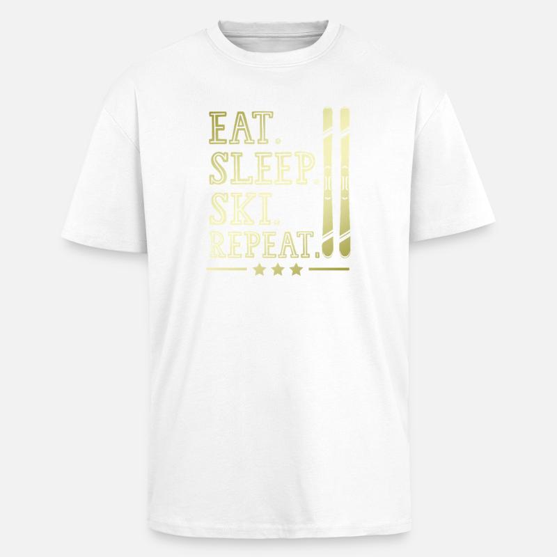 Manger dormir Ski Répéter - T-shirt unisexe oversize épais - blanc
