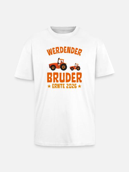 Expectant BROTHER Harvest 2026 Tractor - Unisex Oversized Heavyweight T-shirt - white