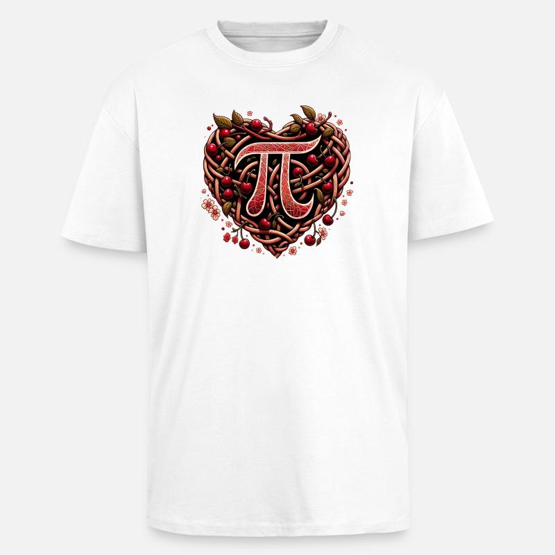 Gewebtes Kirschherz Pi Design - Oversized Heavyweight Unisex T-Shirt - Weiß