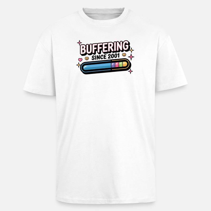 Y2K Retro – Buffering Since 2001 - Oversized Heavyweight Unisex T-Shirt - Weiß