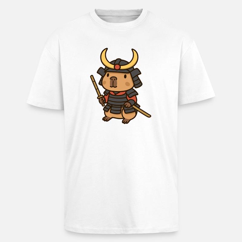 Samurai Capybara – Brave & Serene ⚔️🦫 - Unisex Oversized Heavyweight T-shirt - white