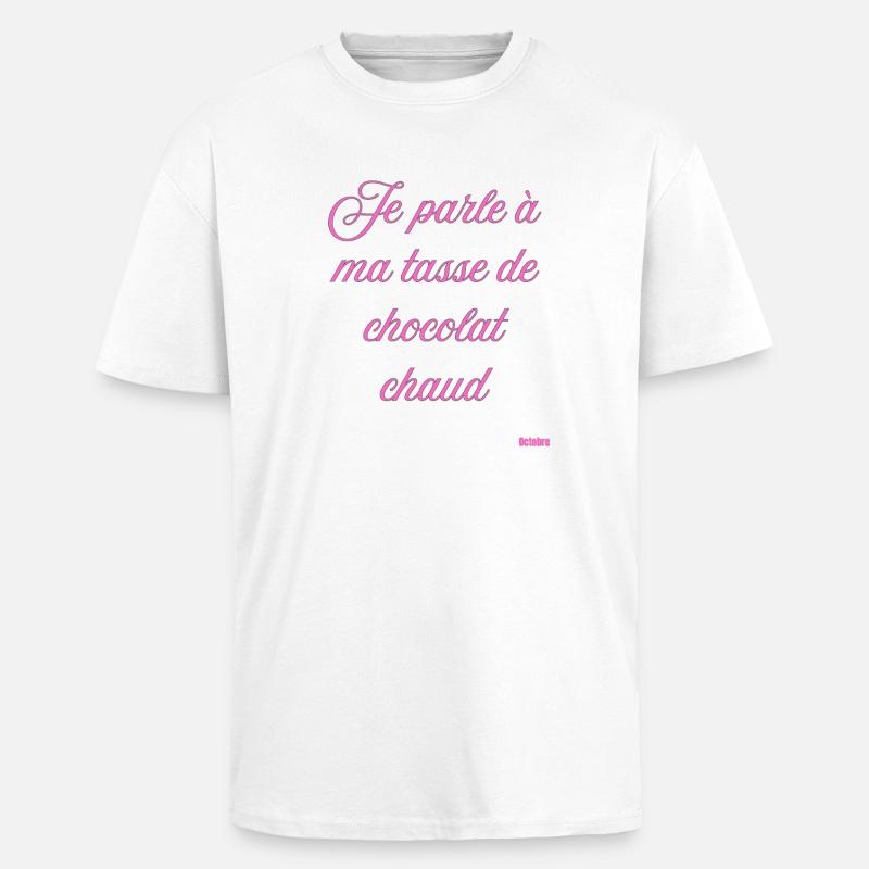 Pink Script Hot Chocolate Mug - Unisex Oversized Heavyweight T-shirt - white