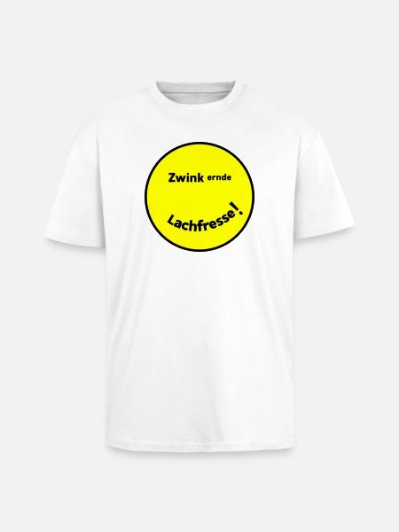 Winking Laugh Mouth - Unisex Oversized Heavyweight T-shirt - white
