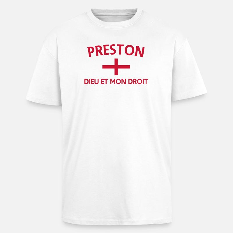 Écusson Preston Angleterre avec devise - T-shirt unisexe oversize épais - blanc