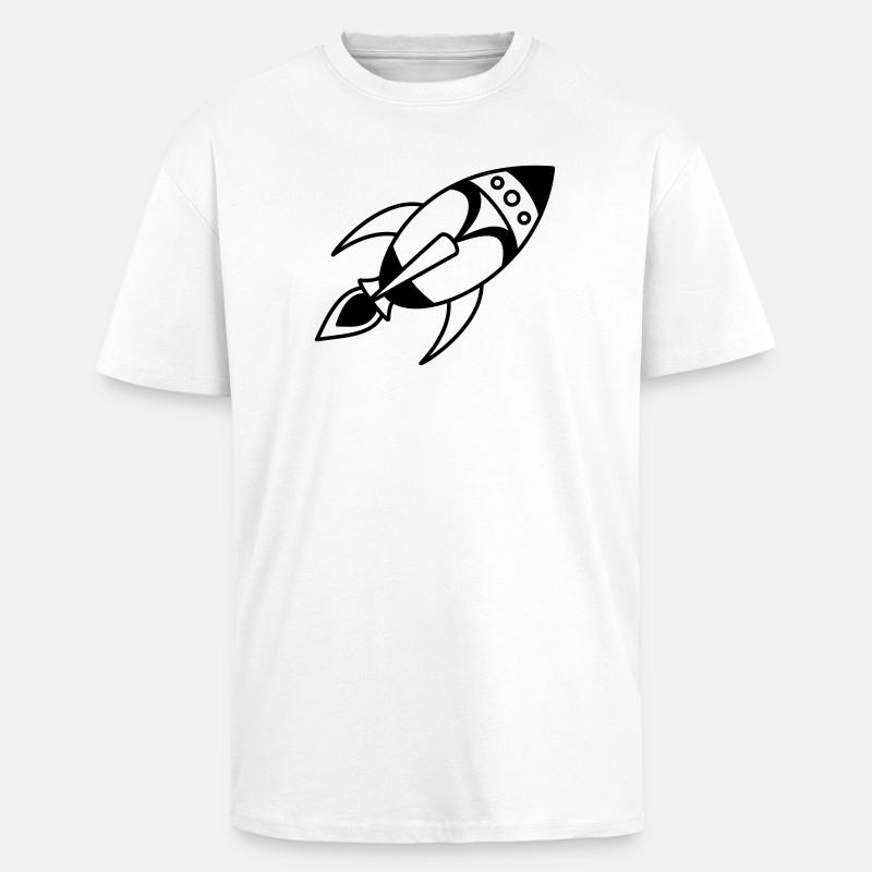 Retro Space Rocket – Weltall Raumschiff Design - Oversized Heavyweight Unisex T-Shirt - Weiß