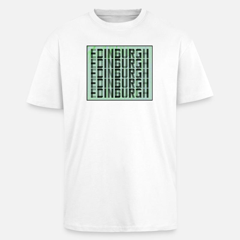 Edinburgh Grid Pattern - Unisex Oversized Heavyweight T-shirt - white