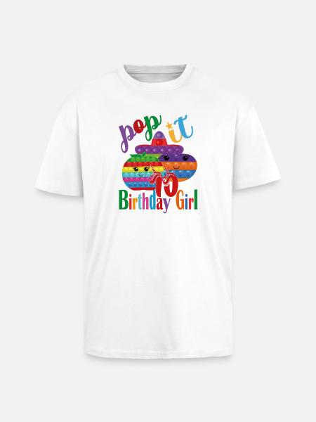 pop-it Fille d’anniversaire 10 - T-shirt unisexe oversize épais - blanc