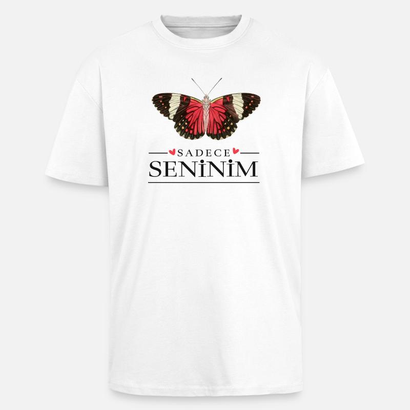 Conception créative de papillons – Sadece Seninim - T-shirt unisexe oversize épais - blanc
