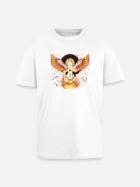 Phönixkrieger mit Flammenflügeln Azteken - Oversized Heavyweight Unisex T-Shirt - Weiß