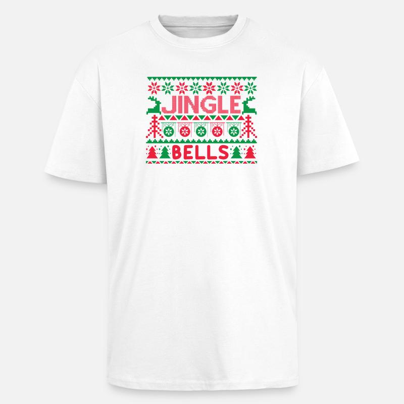 Hässlicher Pullover - Jingle Bells Strickanleitung - Oversized Heavyweight Unisex T-Shirt - Weiß