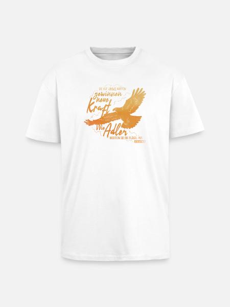 Isaiah 40:31 - Like Eagle Lettering - Unisex Oversized Heavyweight T-shirt - white