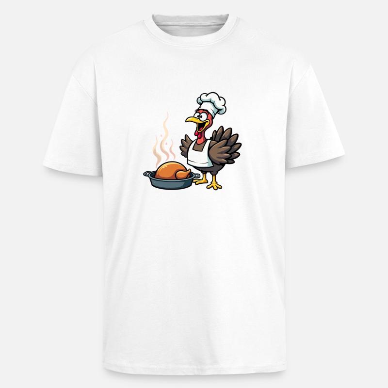 Cuisinier de dinde de Thanksgiving - T-shirt unisexe oversize épais - blanc