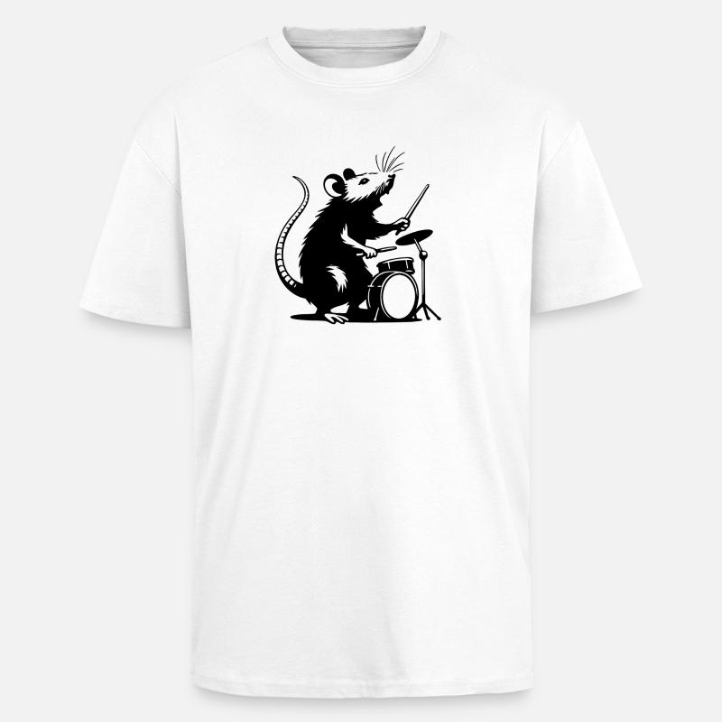 DrummerMaus Silhouette - Oversized Heavyweight Unisex T-Shirt - Weiß