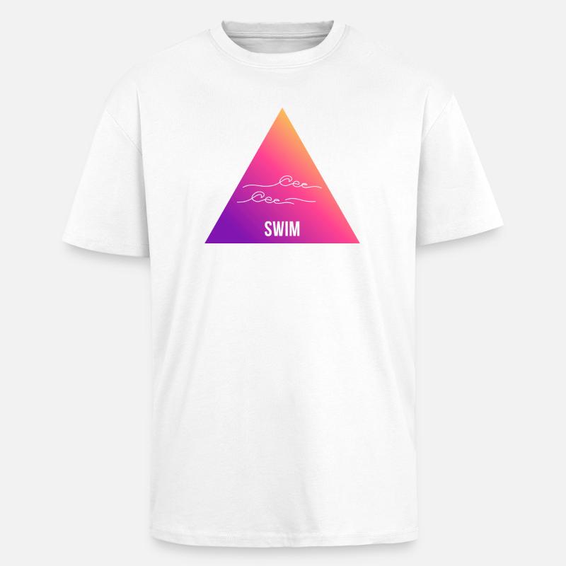 Natation Gradient Triangle Vagues - T-shirt unisexe oversize épais - blanc