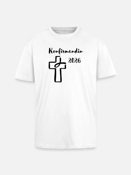 Confirmation 2026 Confirmation Cross and Fish - Unisex Oversized Heavyweight T-shirt - white