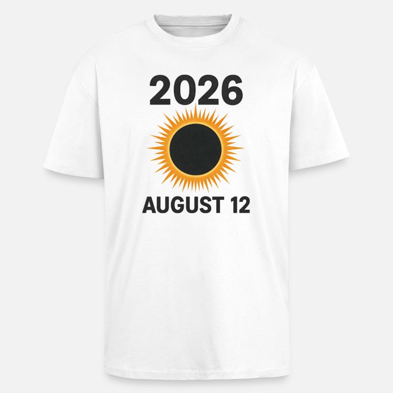 2026 August 12 - total solar eclipse - Unisex Oversized Heavyweight T-shirt - white