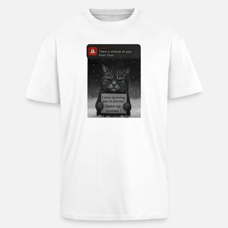 Cat a un message pour vous - Funnier - T-shirt unisexe oversize épais - blanc