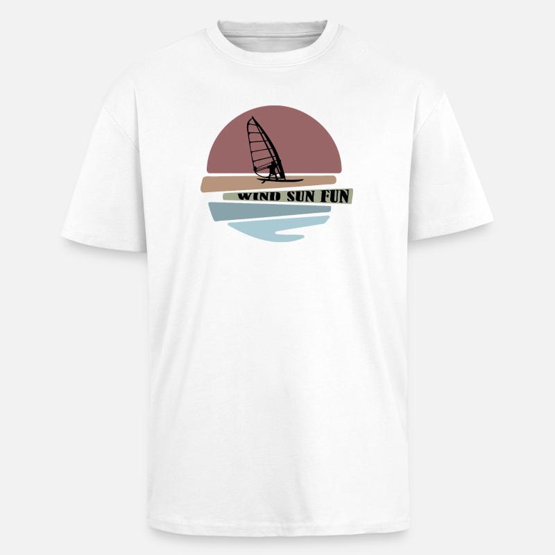Windsurf coucher de soleil Fun Design - T-shirt unisexe oversize épais - blanc