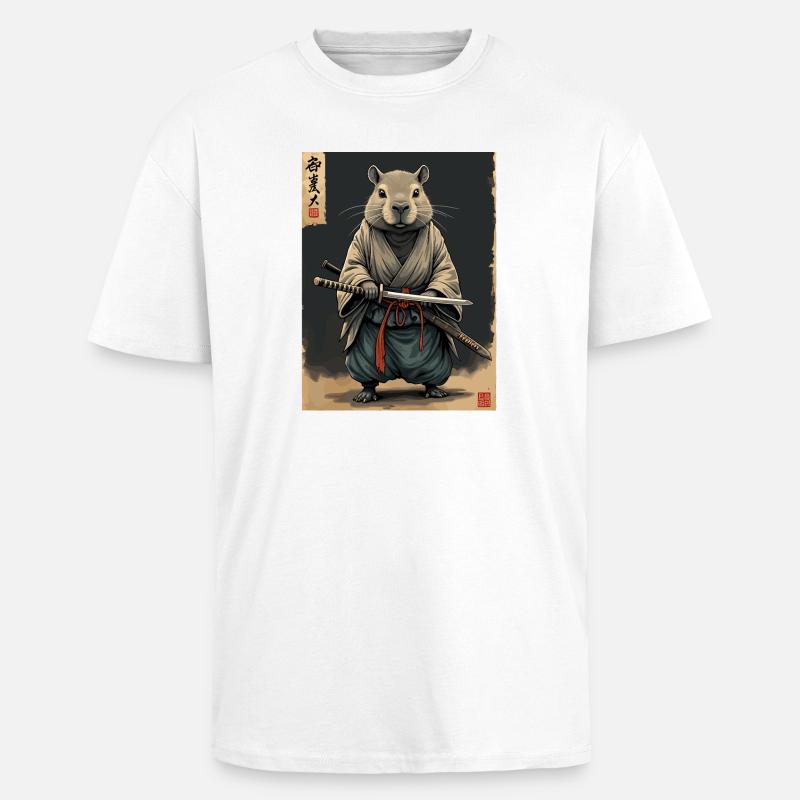 Cappibara-Samurai mit Katana - Oversized Heavyweight Unisex T-Shirt - Weiß