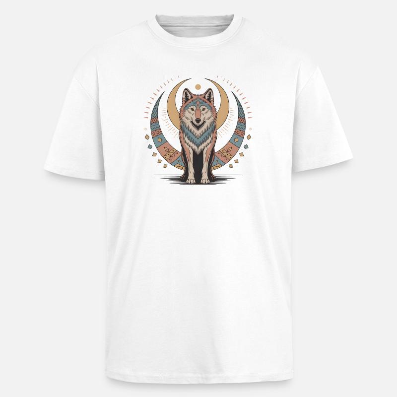 Boho Wolf - Unisex Oversized Heavyweight T-shirt - white